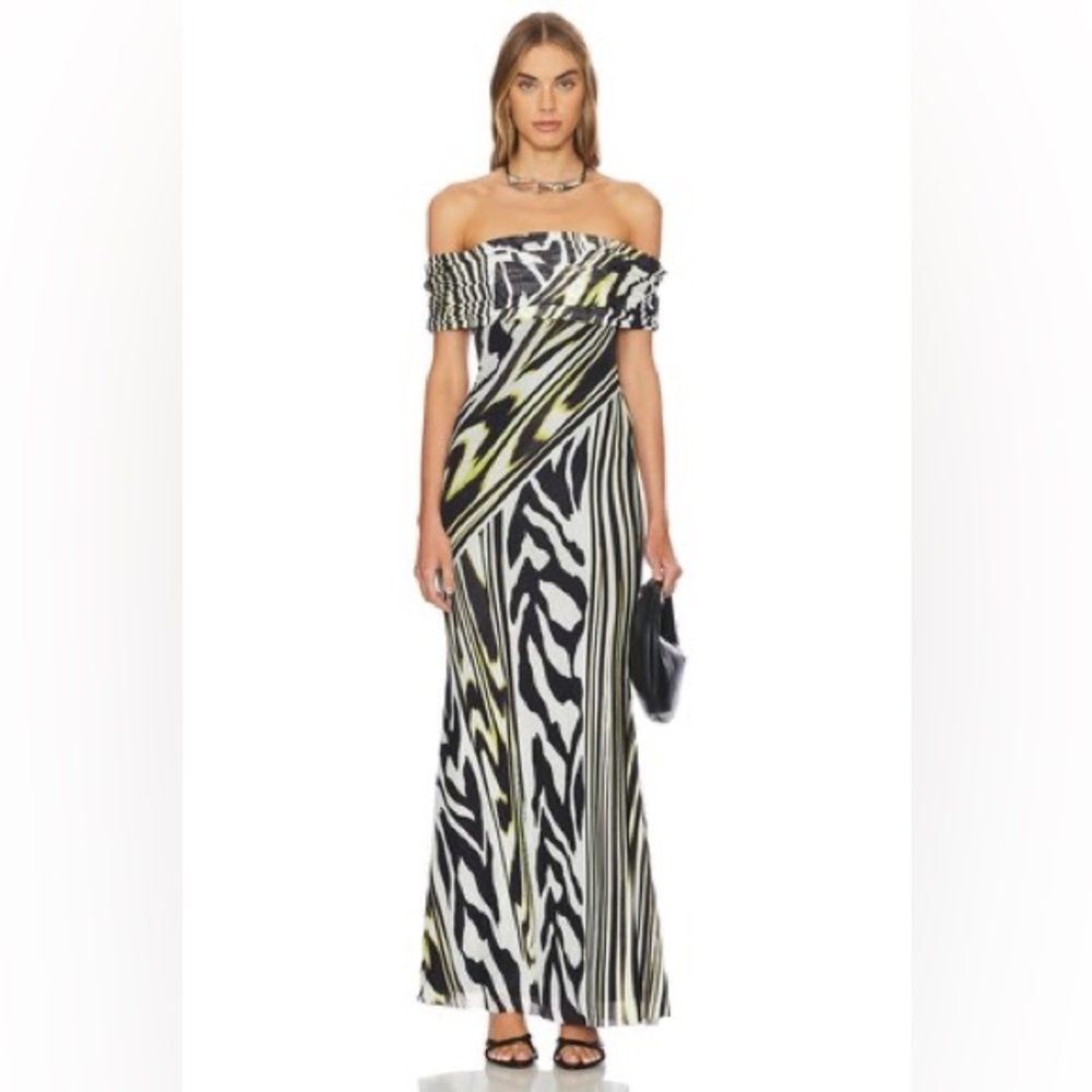 AFRM Strapless Zebra Print Dress NWT with BDG black denim jacket